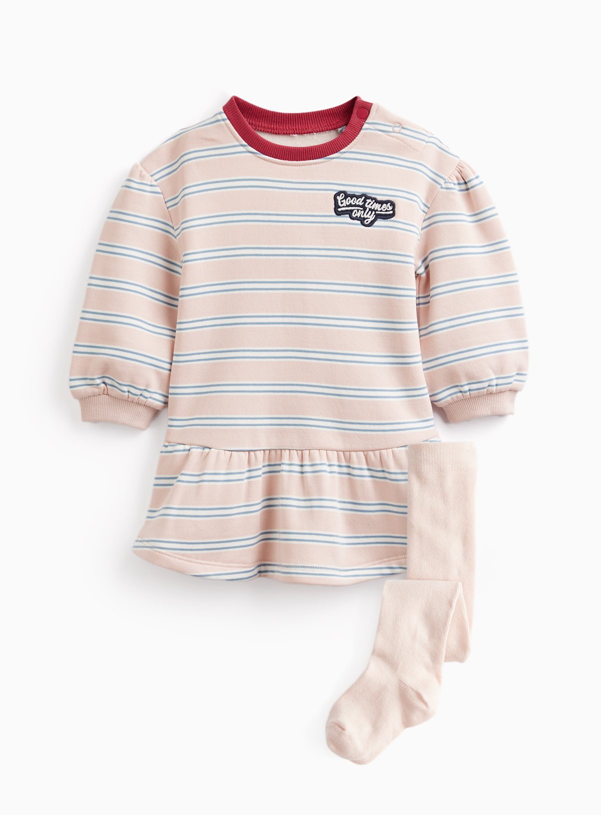 Pink Stripe Sweatshirt & Tights Set 18-24 months - Image 1 thumbnail
